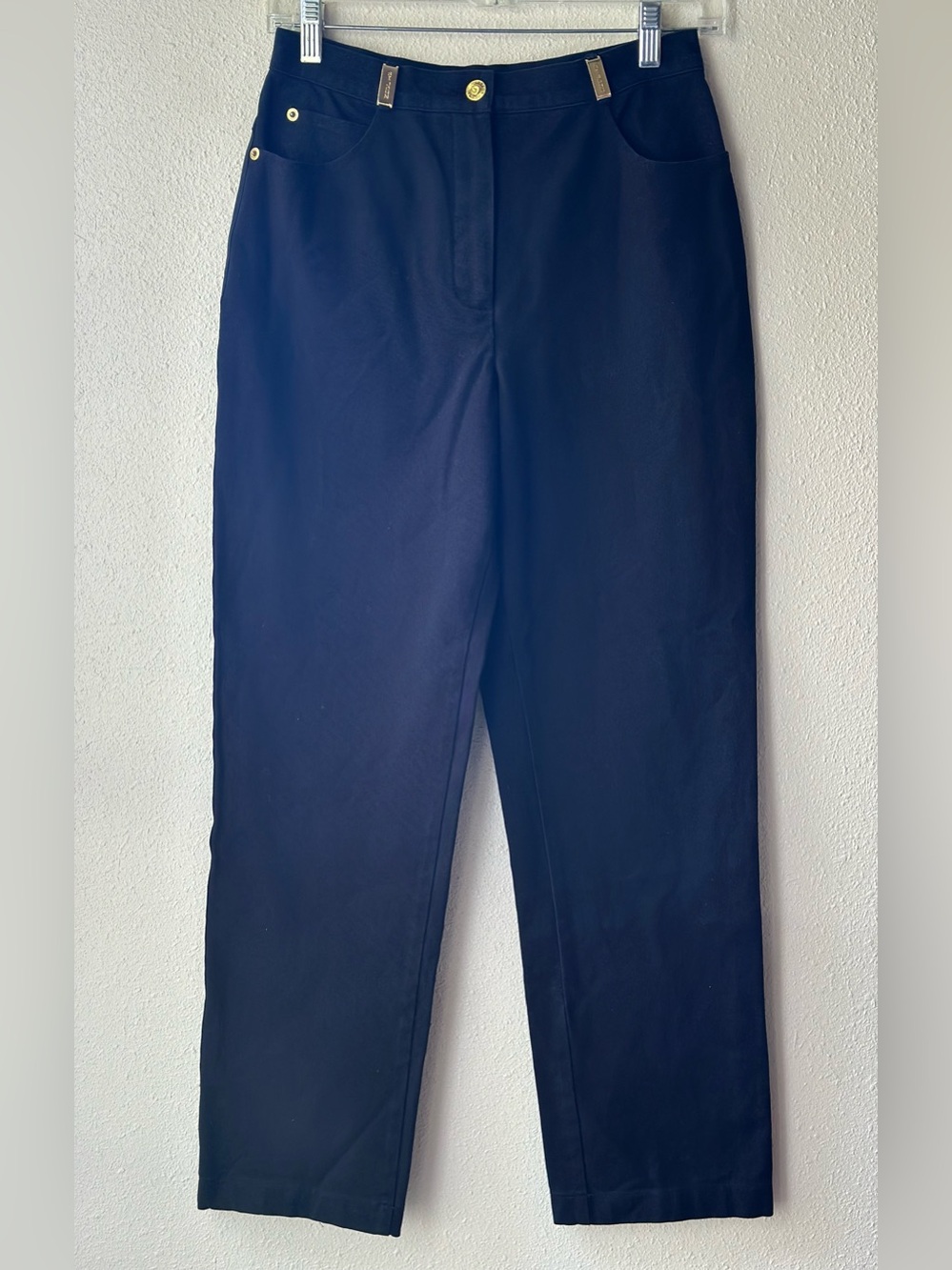 St John Sport by Marie Gray Stretch Twill Pants Sz 4 Black Straight Leg